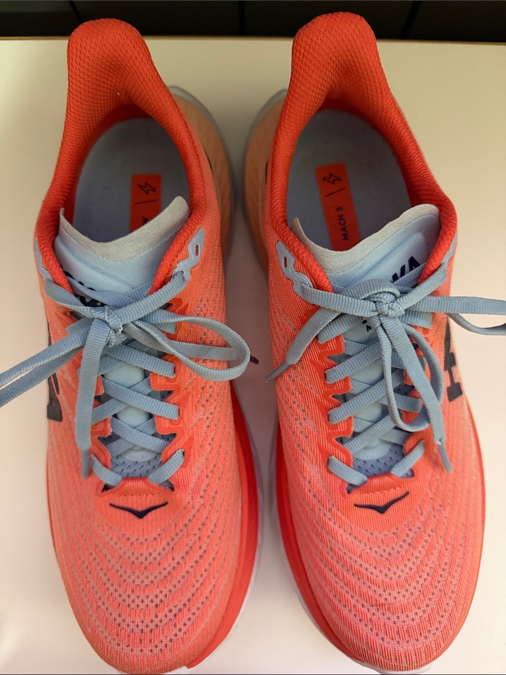 Hoka Coral Orange and Light Blue Women's Running Sneakers 8.5 - Picture 4 of 9